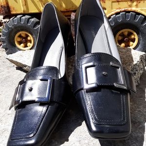 6M Etienne Aigner 2 inch heel pump Black Leather